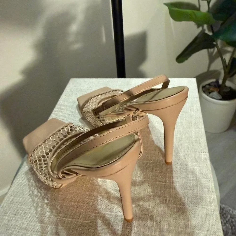 Ego mesh heels new open toe beige going out neutral sexy‎ natural peep 4